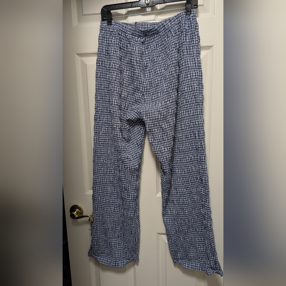 Free People Cloud Ten Seersucker SET Shirt Pajama Pants Gingham Lounge Size XS S - Picture 6 of 6